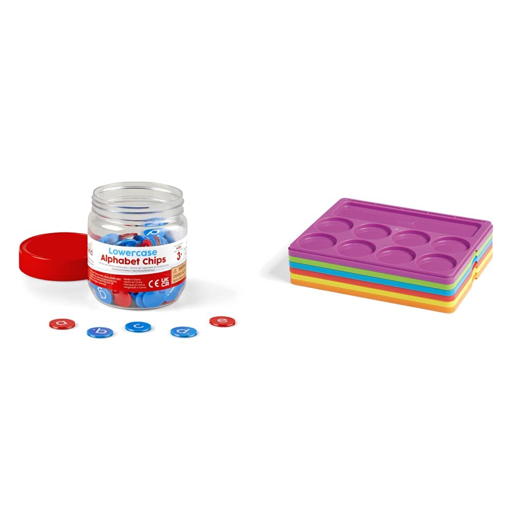 hand2mind Lowercase Alphabet Chips + Little Minds at Work Sound Segmenting Trays by Tara West (Set of 6)