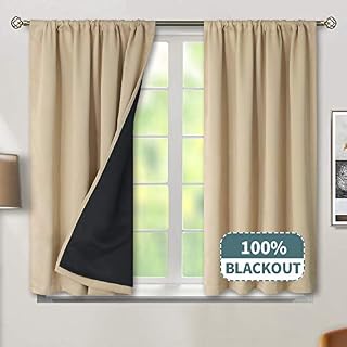 BGment Thermal Insulated 100% Blackout Curtains for Bedroom with Black Liner, Double Layer