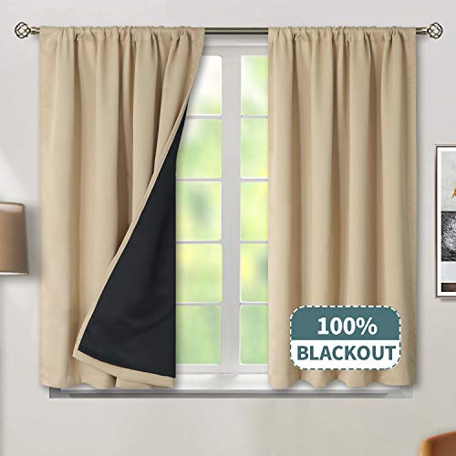 BGment Thermal Insulated 100% Blackout Curtains for Bedroom with Black Liner, Double Layer