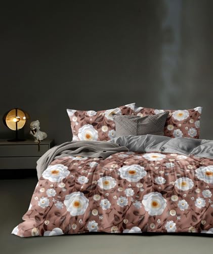 Image of Home 7D Print Fast Colour 210TC Cotton Bedsheet with Pillow Cover for Double Bed, King Size (Multicolor: 14)