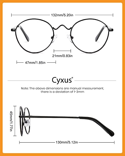 Image of Cyxus Blue Light Blocking Glasses Round Metal Frame Computer Glasses | Blue light blocking glasses featuring round metal frame, comfortable fit and versatile use for work, study and entertainment