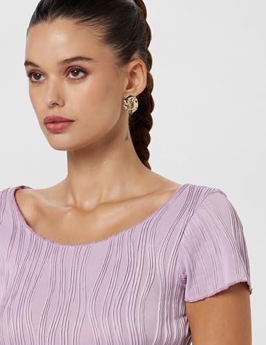 Image of ATHENA LIFESTYLE Lavender Regular Sleeves Self Design Casual Top