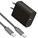 USB C Charger - 18W PD Fast Power Adapter for iPad Pro 2018 and up, iPhone 11 11 Max, Note 10 Note 10+, Galaxy S10 S9 S8, Google Pixle 3 3LX, LG ThinQ V50, G8 Moto Z, Ultra Compact, 6.6ft Cable, White