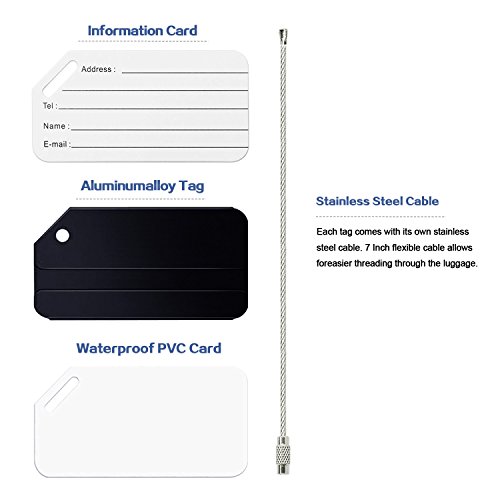 5Pack Black Aluminum Luggage Tag With Name Id Card Perfect To Quickly Spot Luggage Suitcase By Ovener #TOP1