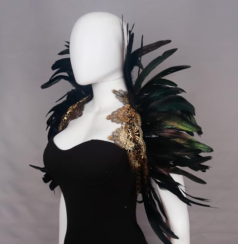L'VOW Gothic Black Feather Lace Cape Shrug Stand Up Collar Shoulder Wrap by L'VOW - Used condition - Image 6