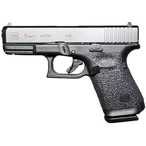 GripOn Textured Rubber Full Grip Wrap for Gen 5 Glock 19 23 25 32 38 (Black, No Backstrap) Cover