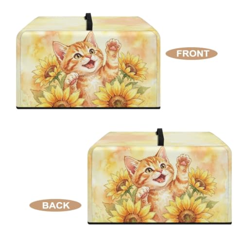 Image of Microwave Oven Dust Cover Decorative Air Fryer Toaster Oven Cover Countertop Microwave Protector for Indoor Kitchen Decor, S, Cat Sunflower Yellow Tie-dye