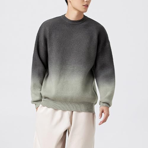 Pull dégradé pour hommes anti-déformation - Pull décontracté à manches longues gris L - 2
