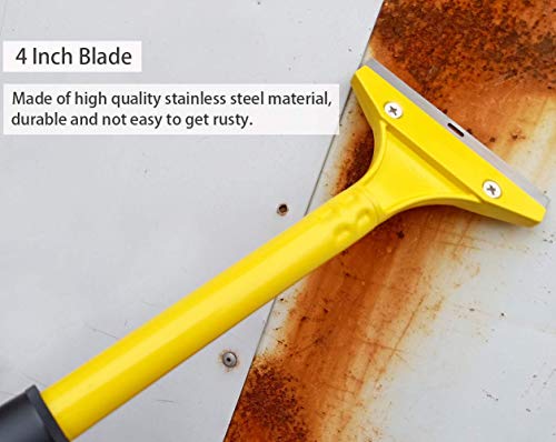 Razor Scraper, Durable Steel Wallpaper Remover Razor Blades Yellow Cleaning Tool for Scraping Labels, Decals, Stickers, Caulk, Paint from Glass, Window, Floor (2 Pack, 10 Extra Razor Blades)