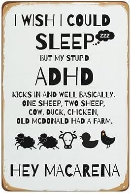 ADHD Awareness,ADHD Vintage Metal Tin Sign,Autism Metal Sign,adhd Poster,ADHD Kids,adhd Kids Wall Art,Autism Interesting Bathroom Toilet Decoration 12×8 inch