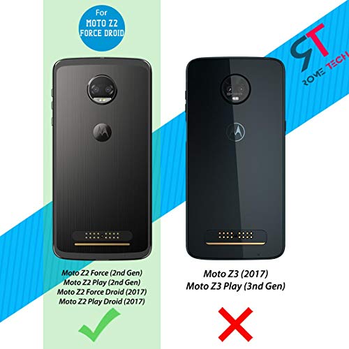 Rome Tech Holster Case With Belt Clip For Moto Z2 Force / Z2 Play - Slim Heavy Duty Shell Holster Combo - Rugged Phone Cover With Kickstand Compatible With Motorola Z2 Force - Black #TOP1