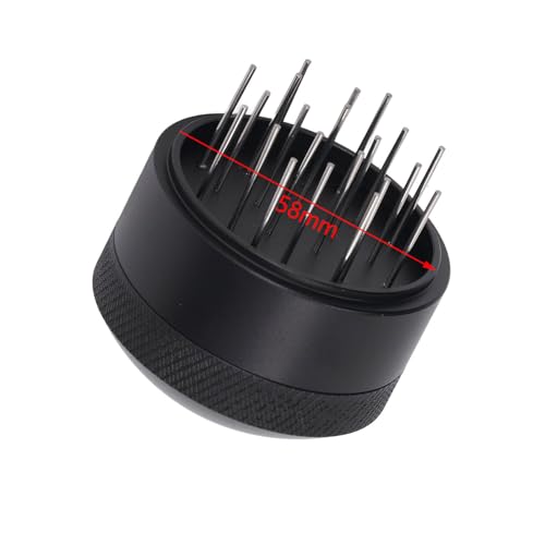 Zerodis Kaffeeverteiler, Tragbarer Rostfreier Edelstahl Kaffeerührer mit Basis Verstellbares Hand WDT Werkzeug für Office Home Küche Café (58MM)