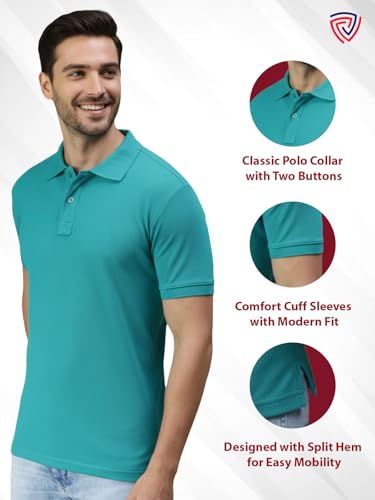 Image of Lux Cozi Men's Cotton Solid Polo Tshirt | Collar Tshirts | Half Sleeves | Stylish & Premium All Day Wear | Pack of 1