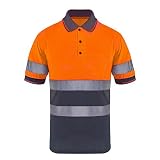 SMASYS Safety Short Sleeves Polo Shirt Hi-viz Work Wear t Shirts with Pockets Reflective Constructio