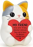 BackURyear Cat Lover Friend Gifts for Women Men, Cute Friendship Day Birthday Christmas Stocking Stuffers Valentines Day Gift for Best Friend Bestie BFF Coworker Her Him Present, Resin Cat Decor