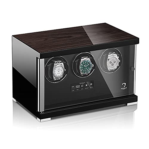 Modalo Automatic Watch Winder For 3 Watches Showtime, With Solid Wooden Box, Led Illumination And Piano Lacquer - German Development And Manufacture #TOP2