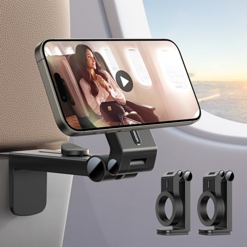 JOYROOM 2 Pack Airplane Phone Holder, Hands-Free Airplane Phone Mount, Airplane Essentials Phone Stand for iPhone 17 Pro Max 16 15 14 13 12, and Magsafe Case