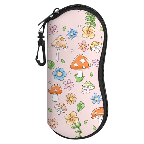 Image of Sunglasses Soft Case, Cute Ultra Light Portable Neoprene Zipper Eyeglass Glasses Case with Belt Clip for Men Women