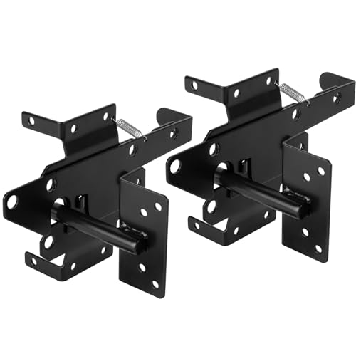Image of HILLMASTER Heavy Duty Self-Locking Gate Latch for Wooden Fence, Post Mount Automatic Gate Lock Gravity Door Latch Hardware for Secure Pool, Outdoor Garden, Metal Gates Vinyl Fence,Black Finish,2 Pack | 2 Pack Self-closing fence Latch for garden,Post Mount Automatic Gate Door Lock for Metal Gates,Gate Hardware for Outdoor Pool