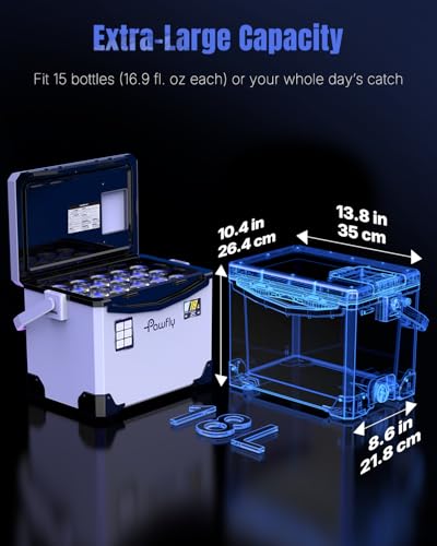 Image of Pawfly 13-19 QT Live Bait Cooler, Leak-Proof Fishing Cooler with Rechargeable Aerator, Portable Fish Livewell for Boat, Insulated Minnow Bucket for Shrimp & Live Fish, Hard Cooler Box for Fishing