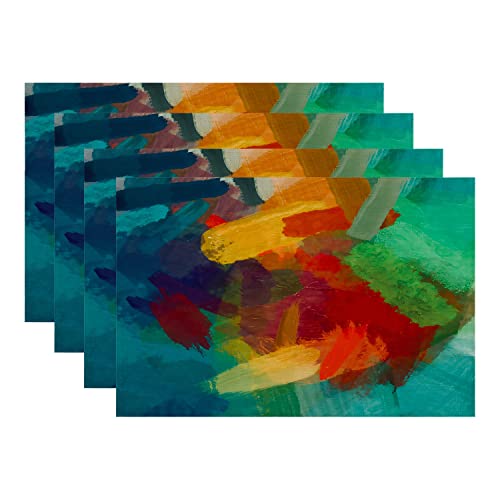 Batmerry Modern Colorful Decorative Placemats, Abstract Art Digital Painting Color Texture Artwork Woven Burlap Modern Placemats For Dining Table Kitchen Farmhouse Wedding Decor Indoor Set Of 4 #TOP1