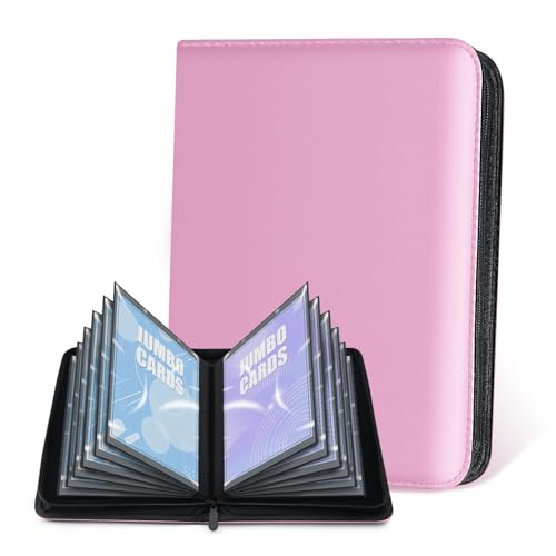 Jumbo Card Binder â€“ WITHYU PU Leather Ringless Card Collection Binder with 60 Pockets, 5.9\'\' x 8.4\'\'Card Holders Storage Album for Game Card (Pink)