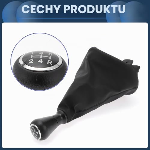 INFINAUTO 5-biegowa ręczna gałka dźwigni zmiany biegów z pokrywą gałka zmiany biegów do Peugeot 206 I dla Peugeot 207 Z tworzywa sztucznego i skóry syntetycznej czarnej 1 szt