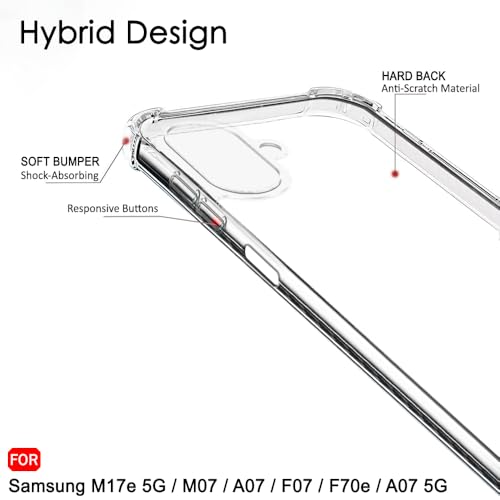 Image of TheGiftKart Back Cover Case for Samsung Galaxy M17e 5G / M07 / A07 / F07 / F70e / A07 5G | Shockproof Crystal Clear Hard Back | Hybrid Design | 360 Degree Protection (PC & TPU, Transparent Bumper)