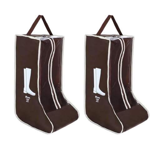Tall Boot Storage Bag Organizer for Closet and Travel, Portable Dustproof Bags for Cowboy (2 Pcs Dark Brown Long Boot)