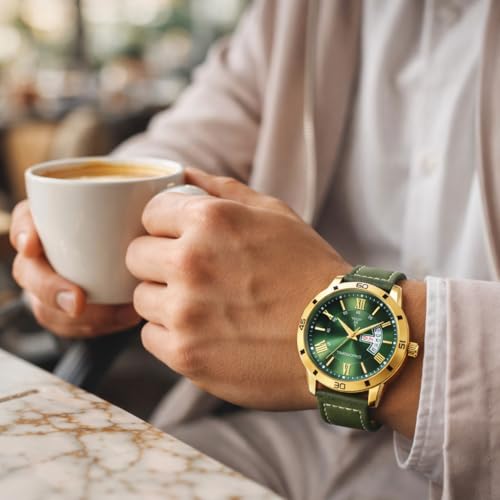 Image of TIMEWORKS Stainless Steel Designer Golden Round Shape Day & Date Dial Men's & Boy's Analog Watch, Band Color:Gold