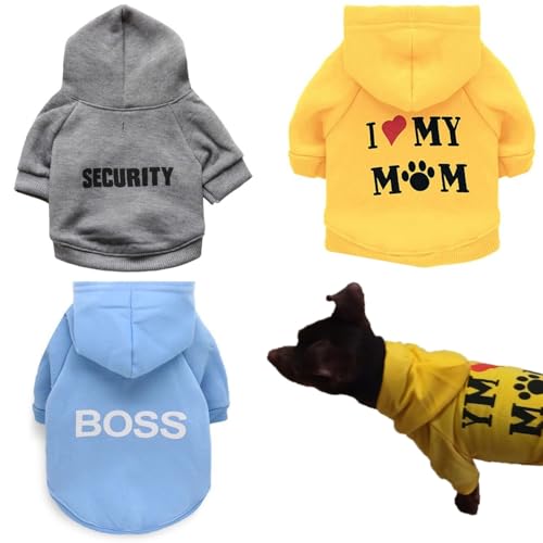 3Pcs Dog Hoodie for Small Dogs Outfits Sweatshirts Boy Puppy Clothes Tiny Yorkie Jacket Cats Extra Small Poodle Sweater S