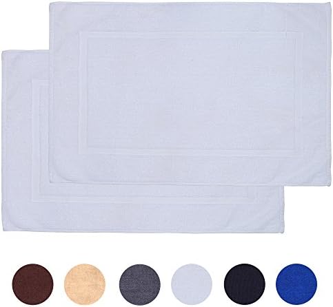 Alurri Luxury Bath Mat – 2 Pack Bundle - 100% Ringspun Cotton - Mold Resistant – Hotel and Spa Bath Rug, Machine Washable, Quick Dry – Thick, Soft & Super Absorbent - Extra Wide 21" x 34" Inch - White