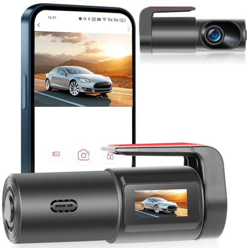 Dashcam per auto anteriore posteriore WiFi, 1080P Full HD Dashcam Auto Camera Mini Dash Camera per auto, fotocamera Dash con visione notturna, controllo app, monitoraggio parcheggio, registrazione