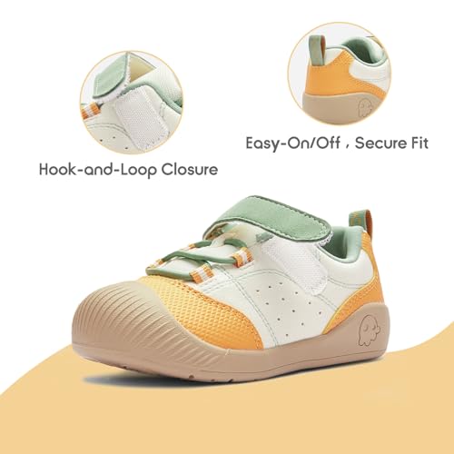 Image of Balabala Girls Boys Toddler Sneakers Wide Toe Box Walking Shoes | Unisex Kids Sneakers with hook-and-loop straps, non-slip soles, soft heel cushion, and flexible support for play