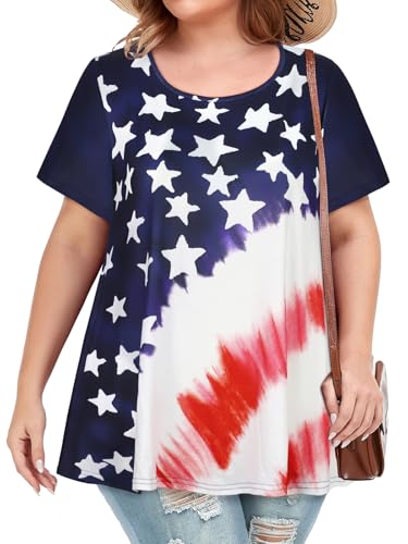 Image of JOELLYUS Plus Size Tops for Women Tunic Floral Casual Short Sleeves T Shirts Flowy Blouses 2026