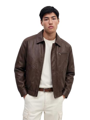 Image of The Indian Garage Co Men Relaxed Fit Long Sleeves Polo Collar Solid Jacket