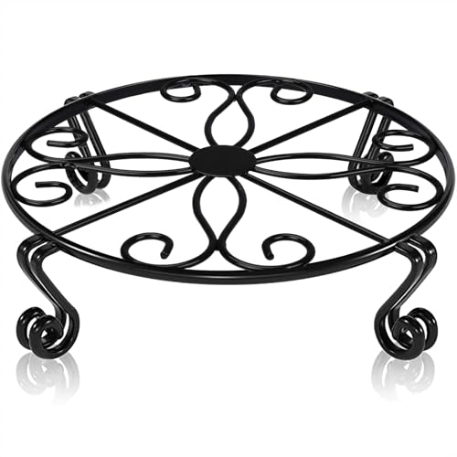 Image of Kundi Iron Plant Stand | Rust-Proof Flower Pot Holder for Indoor & Outdoor Use | Strong Metal Gamla Stand (Set of 3 Black)