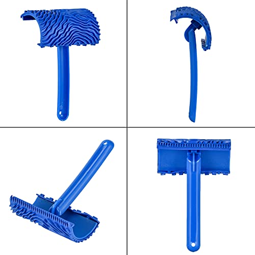 Carkio 4 Inch Art Wallpaper Imitation Wood Grain Tool With Handle Wall Decoration+7 Inch Empaistic Pattern Roller Painter+2 Pcs Wood Graining Painting Tool,Wall Texture Art Painting Tool Set #TOP5