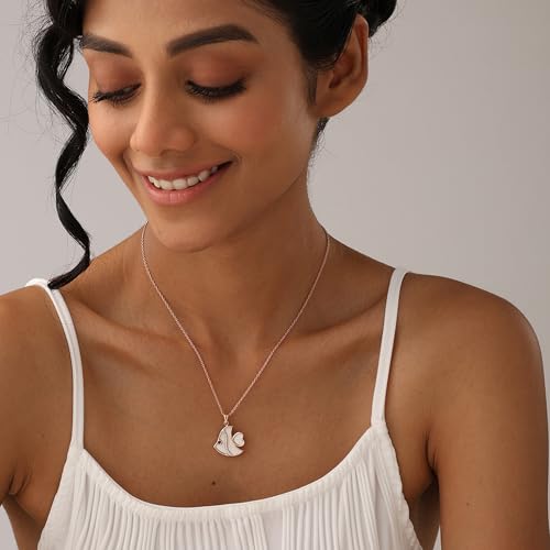 Image of TRUESILVER ACPL 925 Sterling Silver Pendant Necklace for Women | Elegant Charm Necklace | Contemporary Statement Jewelry | Birthday Anniversary Gift