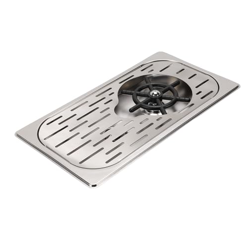 Luocute Lave-gobelet de Rinçage en Verre, Lave-gobelet en Acier Inoxydable avec Nettoyages à Jet Haute Pression pour Bar, Bac D'égouttage Automatique, Bac D'égouttage, équipement de (SILVER)