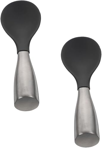 DOITOOL 2 cucharas de arroz, cuchara japonesa de acero inoxidable, cucharas chinas, pala de arroz, espátula de silicona, espátula de arroz, cucharas