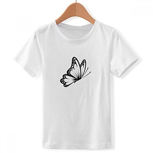 T-shirt Crew Neck noir et blanc vintage avec motif papillon imprimé pour garçons taille 3XL