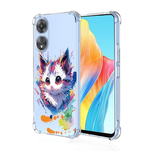 WOKEZ Transparent Fodral med Katt till Oppo A78 4G – Stötsäkert
