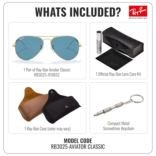 Image of Ray-Ban RB3025 CLASSIC AVIATOR POLARIZED Sunglasses for Men & Women with Official Eyewear Kit