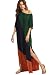 Verdusa Women's Summer Color Block Half Sleeve Split Loose Shift Maxi Dress Green Orange L