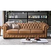 LINEA SOFA - Canapé Chesterfield 4 places BRENTON 100% cuir de buffle - Vintage Caramel