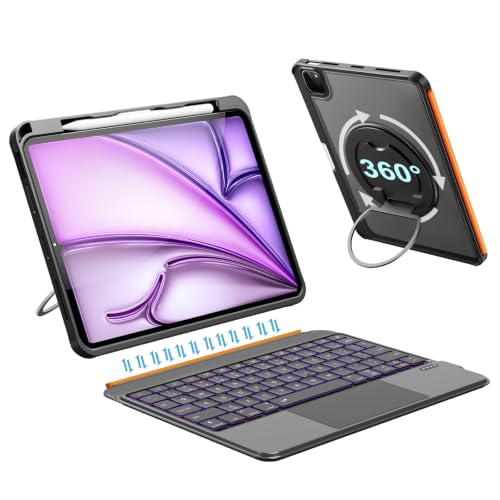 Image of iPad Keyboard Case for Air 13 inch (M4 /M3 /M2, 2026 /2025 /2024), Pro 12.9 6 /5 /4 /3rd Gen, Magnetic Detachable Bluetooth Keyboard, Multi-Touch Trackpad, 360 Adjustable Stand, Backlit, Pencil Holder(Black)