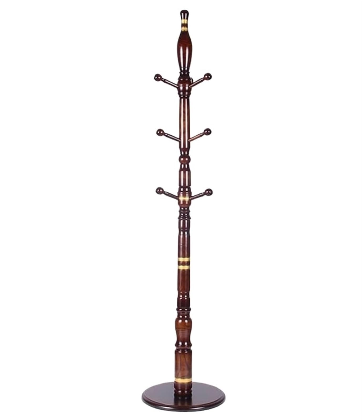 CVdrtyED Racks Free Standing Solid Wood Coat Rack Freestanding Hall Stand With 9 Hooks, Stable Round Base Tree Hallway Organiser