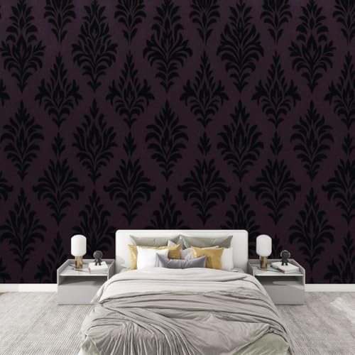 FUIENCFKE Peel and Stick Wallpaper Wall Mural Elegant Black Purple