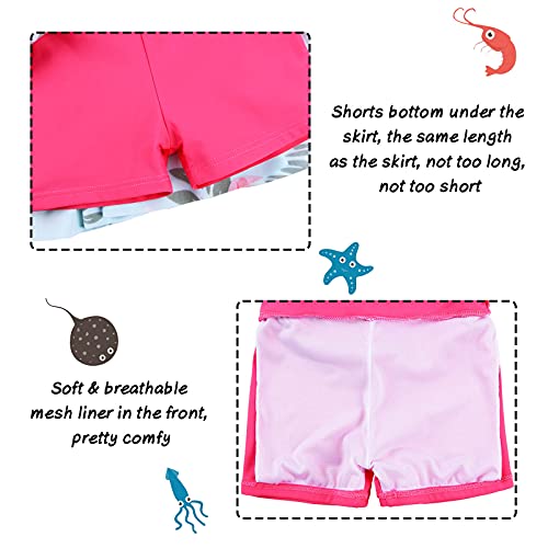 Girls Swimsuit One Piece UPF 50+ Floral Skirted Bathing Suit Modest Beach Swim Dress 3-11 Years4